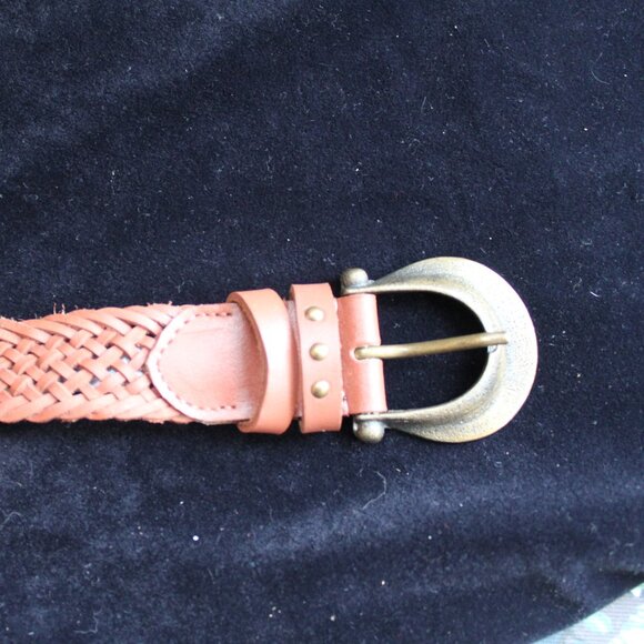 FREE PEOPLE We The Free Brix Leather Belt Brown Woven leather M/L - Picture 2 of 4